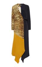 Cushnie Asymmetric Color-block Silk-georgette Midi Dress