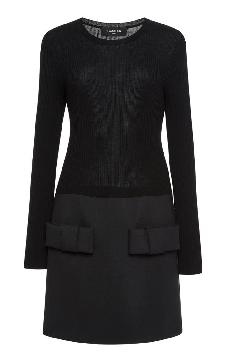 Paule Ka Mixed Media Mini Dress