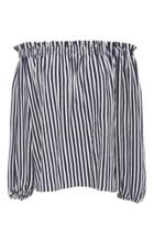 Mds Stripes Lauren Ruffled Peasant Top
