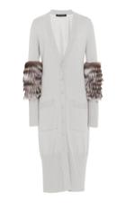 Sally Lapointe Fur-trimmed Cashmere And Silk-blend Cardigan