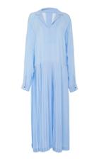 Cdric Charlier Collared Pleated Satin Dress