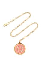 Andrea Fohrman Custom Diamond Number Pink Enamel Necklace