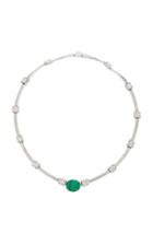 Ara Vartanian 18k White Gold Diamond And Emerald Necklace