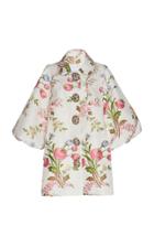 Moda Operandi Andrew Gn Puffed Sleeve Floral-print Satin Coat Size: 34