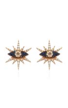 Tullia Shiny Eye 14k Yellow Gold Diamond, Sapphire Earrings