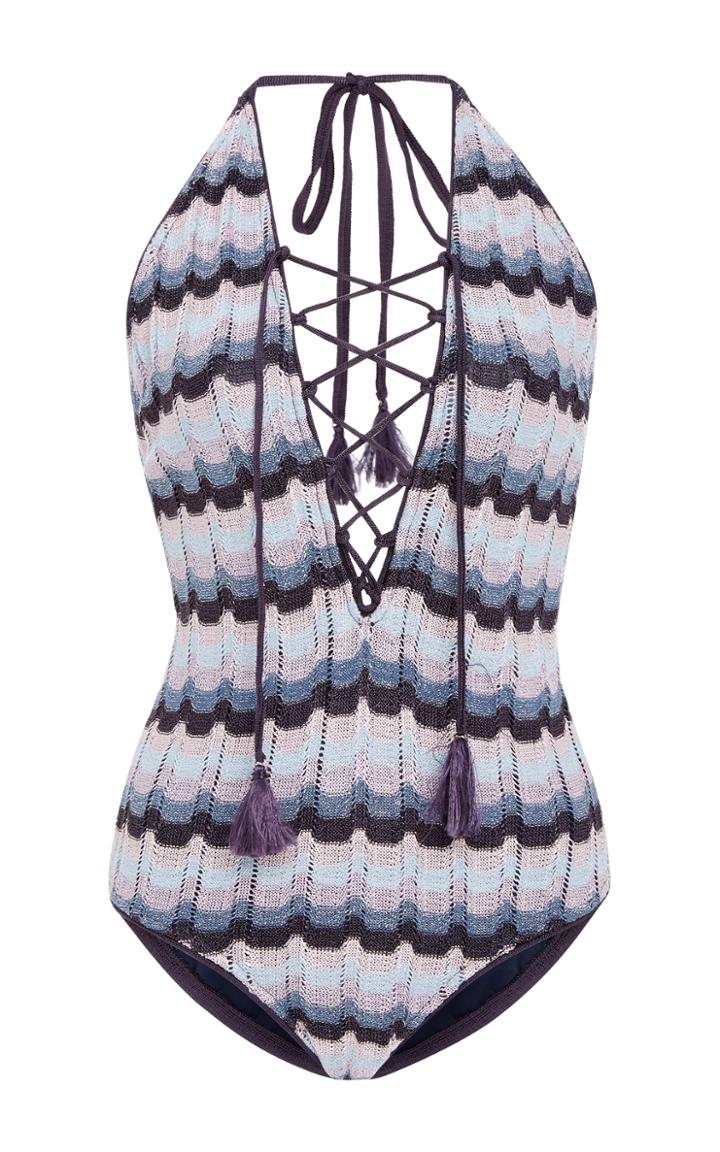 Suboo Ombre Knit Lace Up One Piece