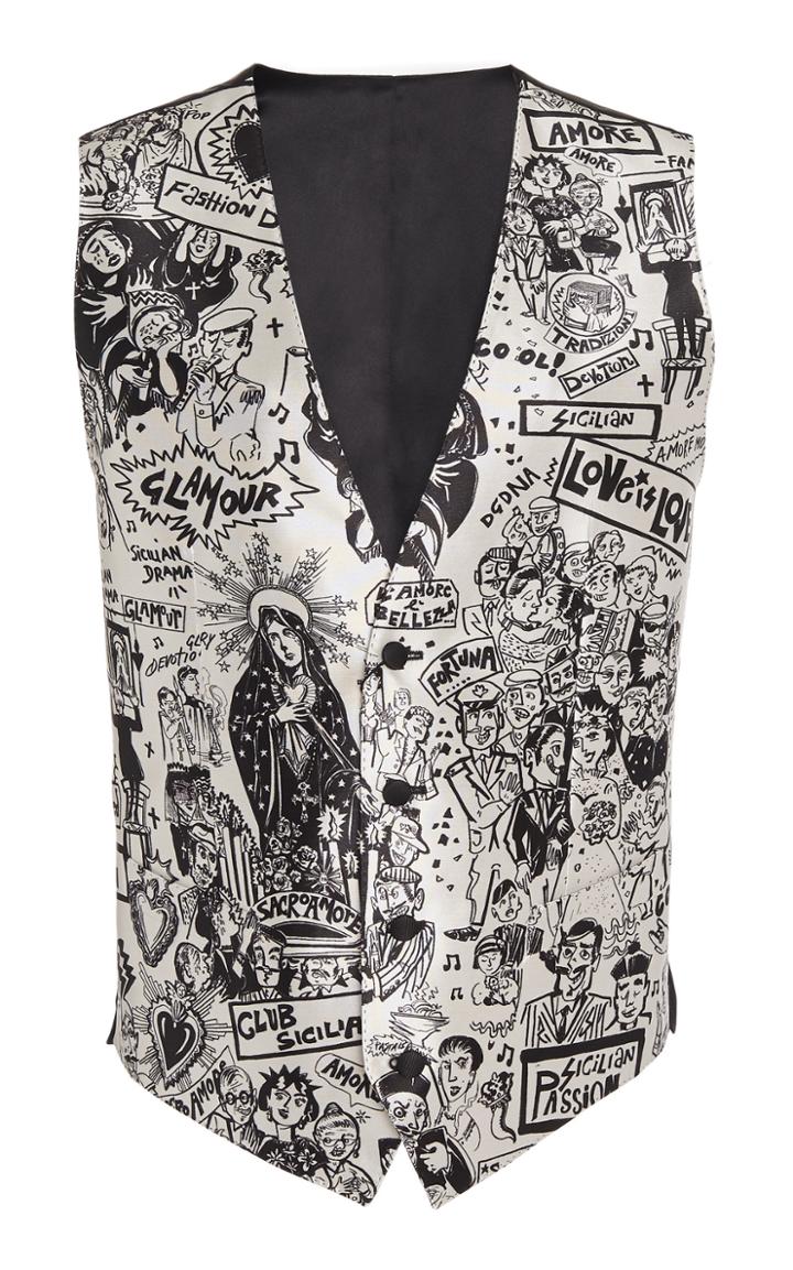 Dolce & Gabbana Printed Crepe De Chine Vest
