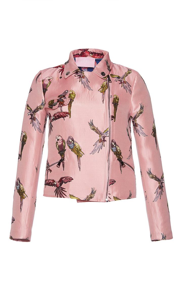 Giamba Tropical Bird Print Motorcycle Jacket