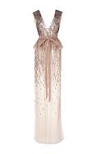 Monique Lhuillier Embellished Peplum Gown