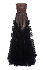 J. Mendel Bead-embellished Ruffled Silk Gown