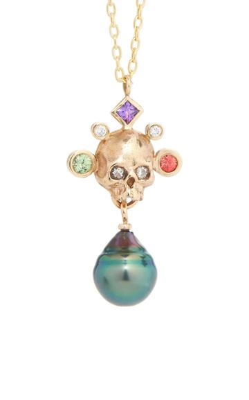 Rachel Quinn Crowned Skull 14k Yellow Gold Necklace