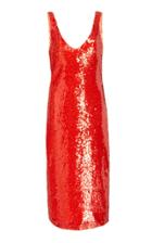 Sally Lapointe Sequin Embroidered Scoop Neck Dress