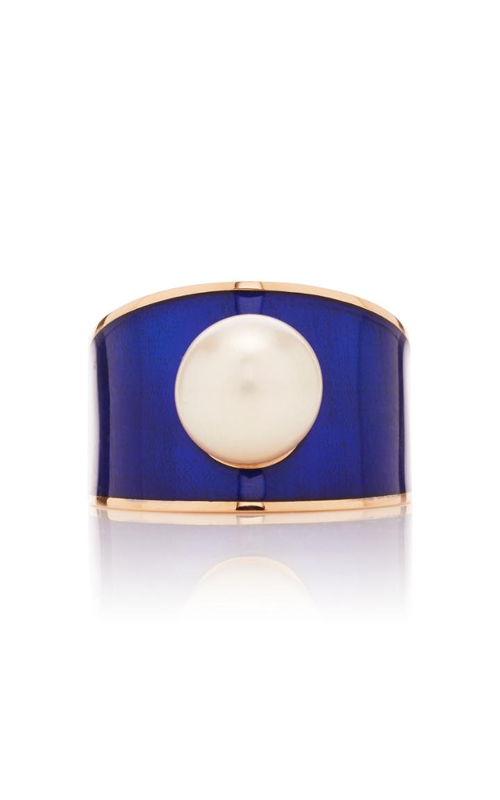 Gilan Hafsa 18k Rose Gold And Pearl Ring Size: 6.5