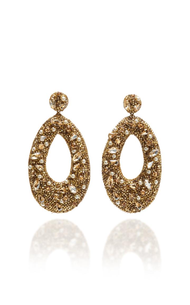 Deepa Gurnani Beaded Oval Drop Earrings