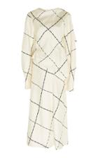 Victoria Beckham Draped Silk Crepe Windowpane Midi Dress