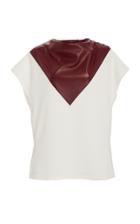 Proenza Schouler Button-detailed Leather-inset Crepe Top