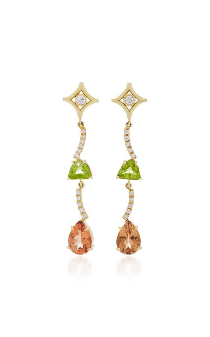 Jordan Alexander 18k Gold Diamond Peridot And Zircon Earrings