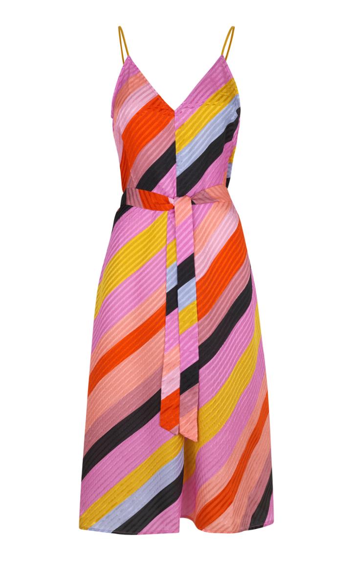 Stine Goya Gianna Striped Silk Midi Dress