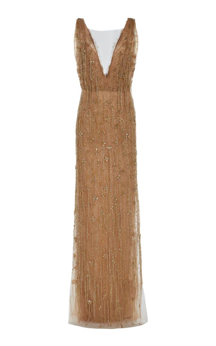 Marchesa Deep V Tulle Gown