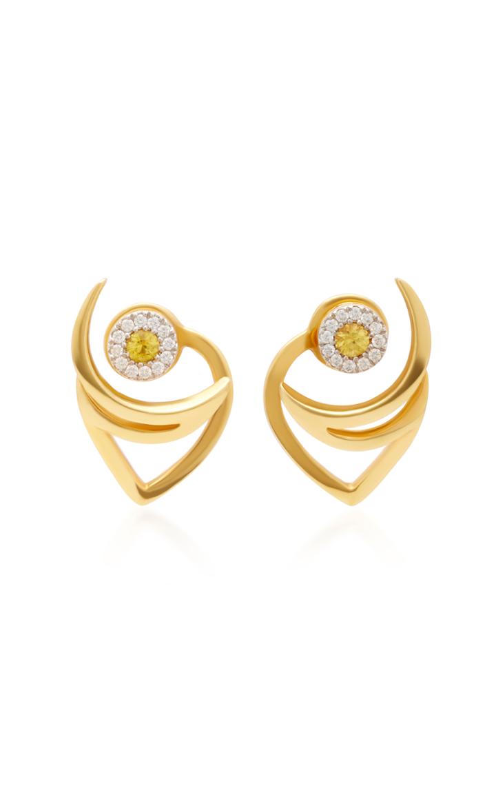 Kavant & Sharart Le Phoenix Over The Moon 18k Gold Diamond Earrings