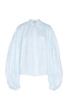 Thierry Colson Slava Printed Linen Balloon-sleeve Blouse