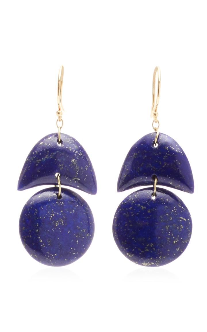Moda Operandi Ten Thousand Things Hand Cut Lapis Tiny Arp Earrings