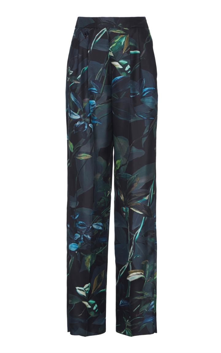 Agnona Shadow Botanical Silk Pants