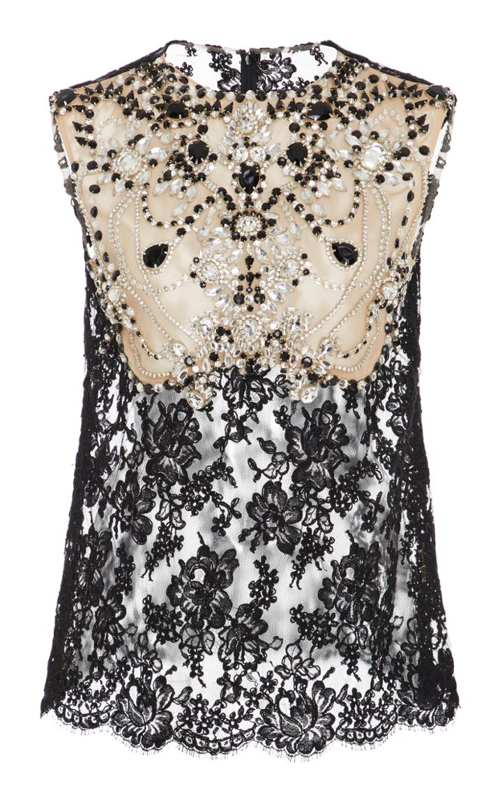 Reem Acra Embellished Lace Top