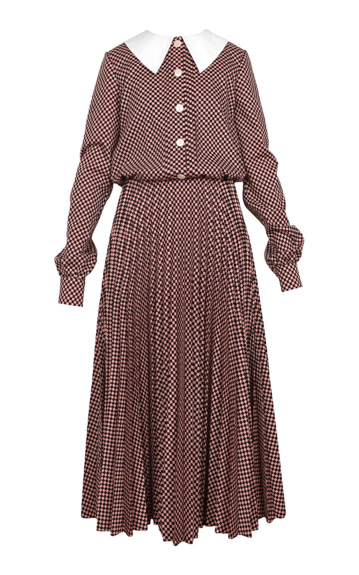 Dalood Checked Pleated Dress