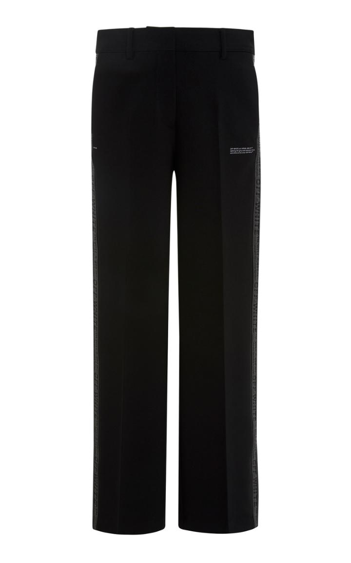 Off-white C/o Virgil Abloh Logo-jacquard Printed Crepe Wide-leg Pants
