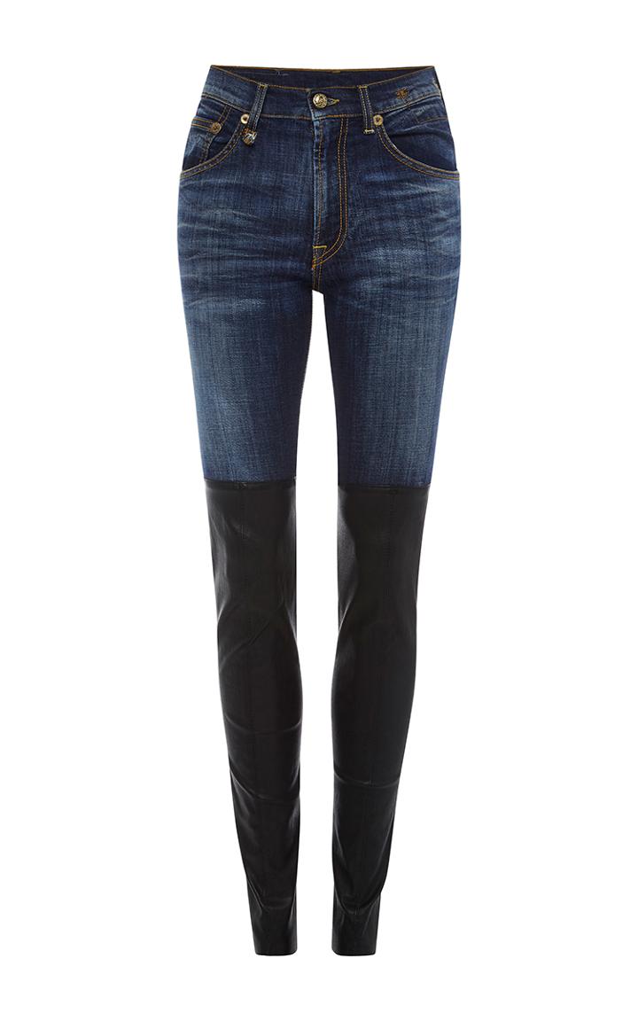R13 Leather Knee Chap Skinny Jeans