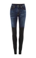 R13 Leather Knee Chap Skinny Jeans