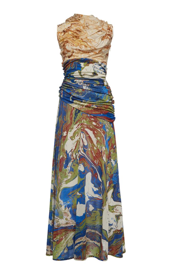 Moda Operandi Jil Sander Marbled Silk Dress Size: 34