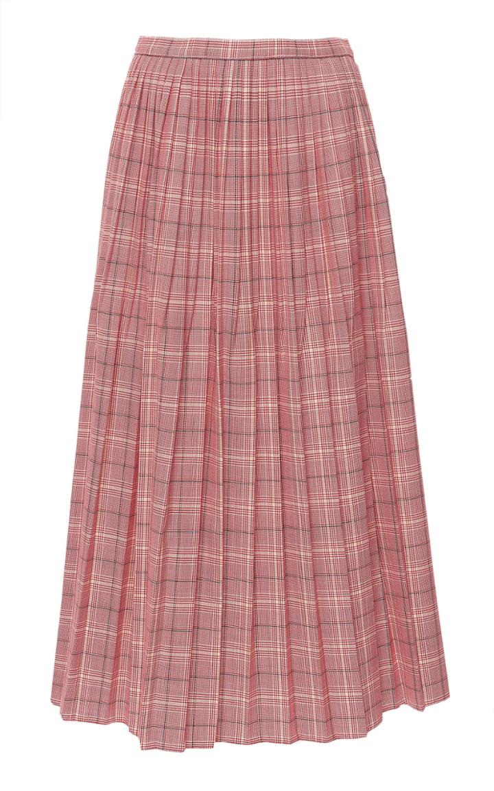 Marni Pleated Plaid Twill Skirt