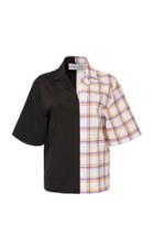 George Keburia Relaxed Fit Contrasting Broadcloth Shirt