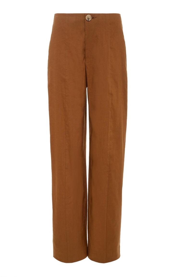 Vince High-rise Linen-blend Straight-leg Pants