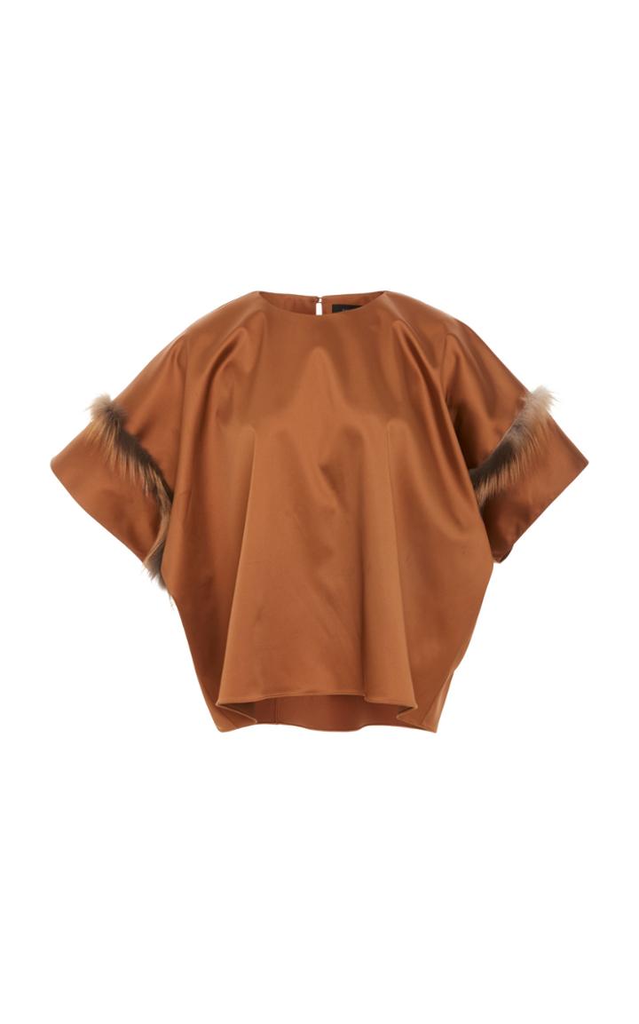Sally Lapointe Oversized Tee With Fox Fur