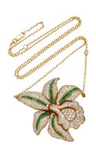 Shay One-of-a-kind Diamond And Emerald Lotus Flower Necklace
