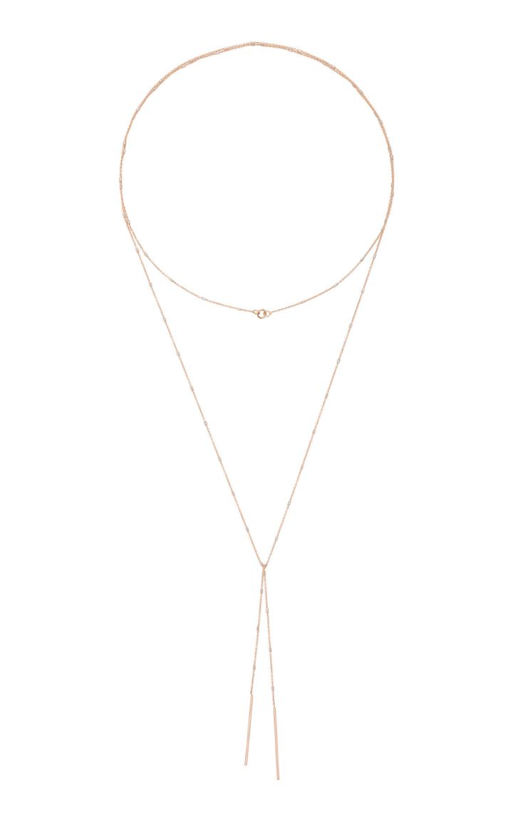 White/space Tie-front 14k Rose Gold Diamond Necklace