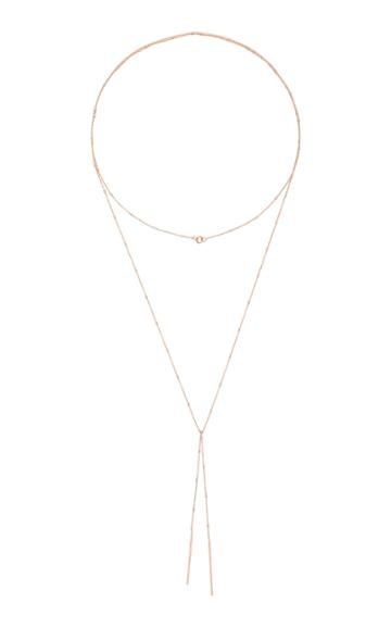 White/space Tie-front 14k Rose Gold Diamond Necklace