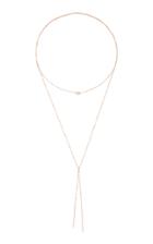 White/space Tie-front 14k Rose Gold Diamond Necklace