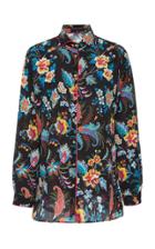 Etro Boyfit Floral Satin Shirt
