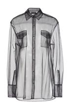 David Koma Oversized Tulle Button-down Shirt