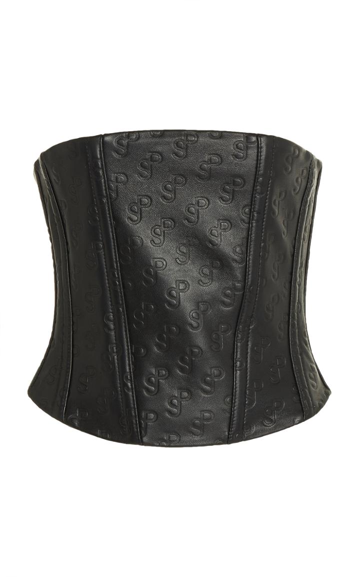 Moda Operandi Saks Potts Tattoo Logo-embossed Leather Corset Top