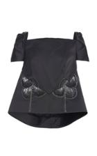 Zac Posen Floral-appliqud Satin Top