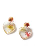 Lele Sadoughi Dried Flower, Resin And Steel Heart-shaped Earrings