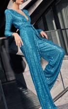 Moda Operandi Naeem Khan Sequin Jumpsuit With Tie Belt