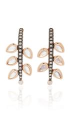Misahara Weeping Willows 18k Rose Gold Rainbow Moonstone And Diamond Earrings