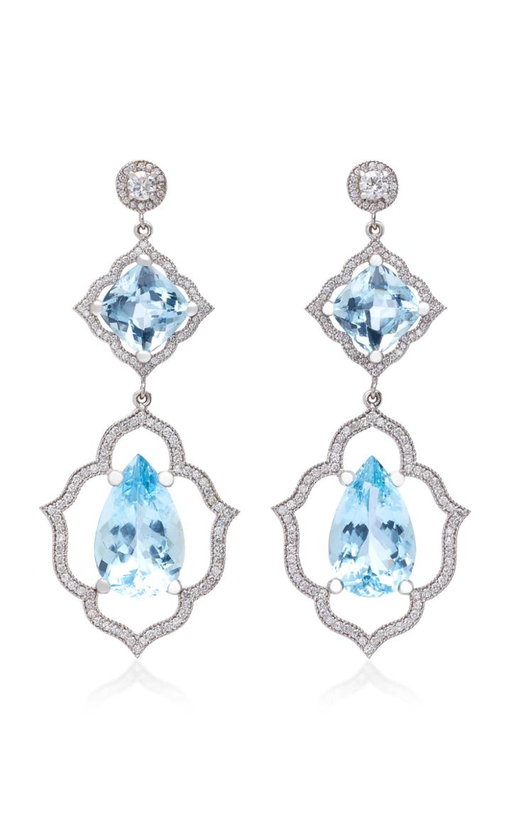 Sara Weinstock 18k White Gold Aquamarine And Diamond Earrings
