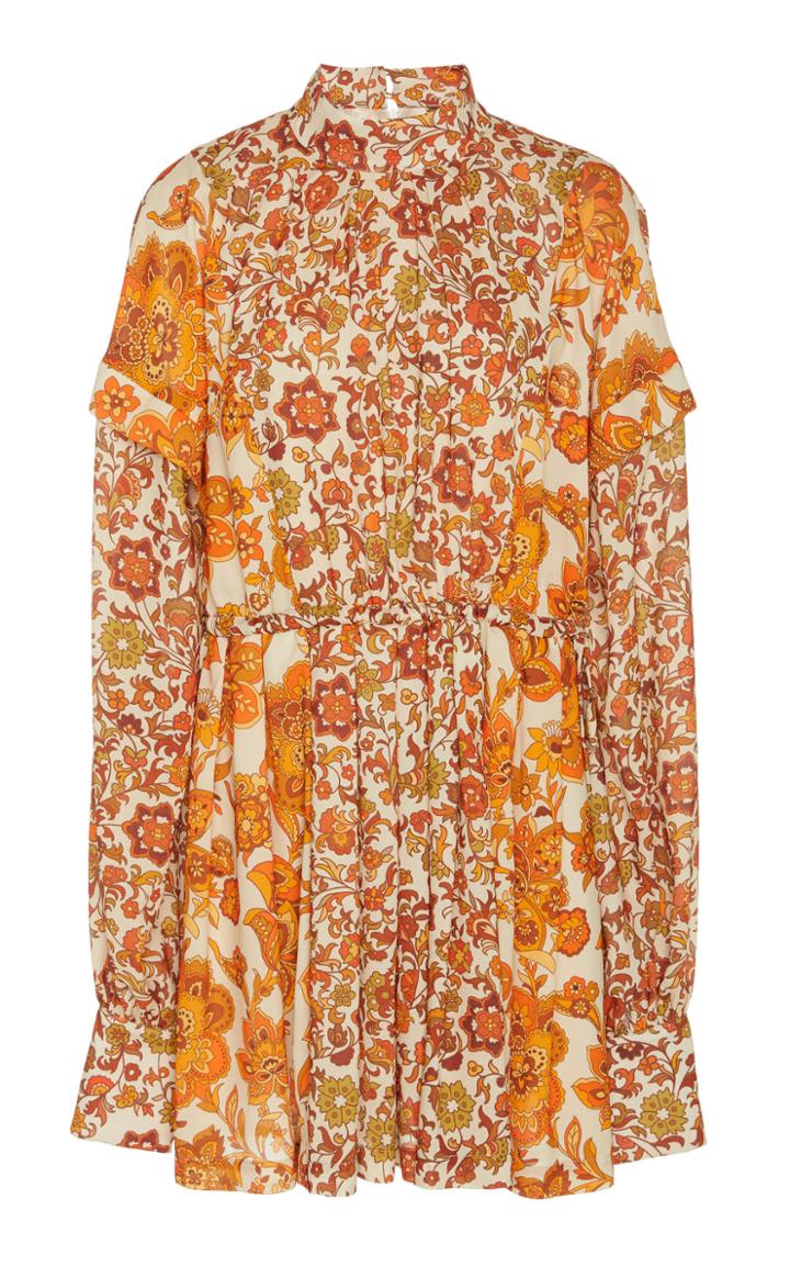 Dodo Bar Or Erin Pleated Printed Crepe Mini Dress